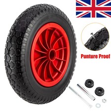 PU 14" Replacement Puncture Proof Wheelbarrow Wheel 3.50-8 Solid Tyre Axle Set