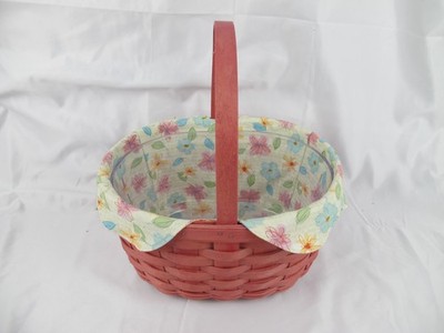2007 Longaberger Pink Spring Easter Oval Basket w/ Hard Protector & Liner