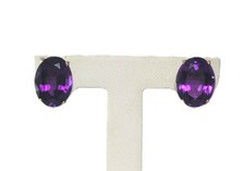 14K Gold Amethyst Stud Earrings