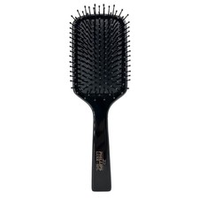 Square Paddle Hair Brush 9.25 Inch Black Gold Accents - Detangler for Thick