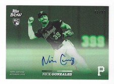 Nick Gonzales 2024 TOPPS B&W MLB ROOKIE AUTOGRAPH CARD Pirates AUTO RC green /99. rookie card picture