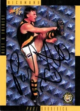 Signed 1997 Richmond Tigers AFL Select Best & Fairest Card - Paul Broderick