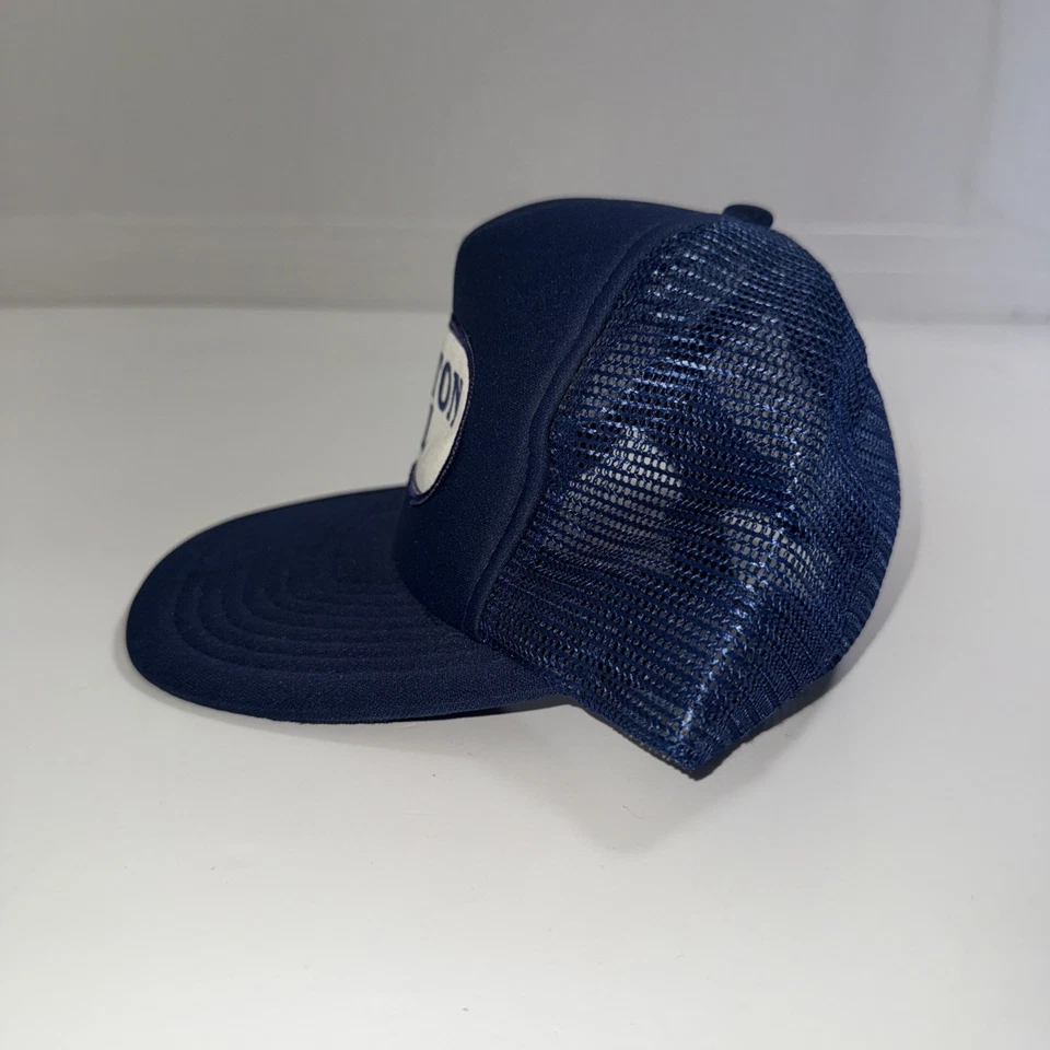 Gorra de camionero vintage con botones aceite malla azul Snapback adulto ajustable años 70 80 Foto 3 de 4