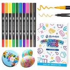 Essbare Marker - 10 Stück Doppelseitige Lebensmittelfarbstifte mit 10 Farben, 10 Stück