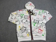 Five Elementz Hoodie Mens 3XL White Multi Zip Skull All Over Print Streetwear