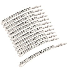 12 Pieces Rhinestone Bobby Pins, Silver Metal Hair Clips Diamond Bobby Pins C...