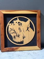 Beautiful Framed Wood Scroll Saw Art Handmade - Schnauzer, Dog