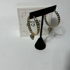 Alexander Mcqueen Gold Skull Hoop Earrings
