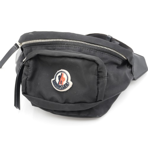 MONCLER Felicie Belt Bag Black Nylon Logo Patch Waist Crossbody Bag