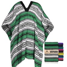 Traditional Mexican Baja Poncho Men and Women Authentic Gaban One Size Green
