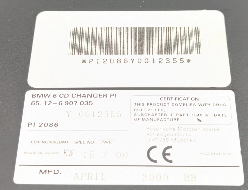 94-2001 BMW E38 E31 750I 750IL 740I 740IL UNIDAD CAMBIADOR 6 CD Foto 2 de 4