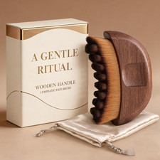 Lymphatic Contour Face Brush - Wooden Handle Lymphatic Drainage Face Sculpting B
