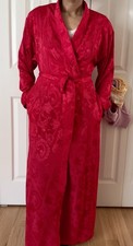 Sz M L Vintage 90s Victoria's Secret Robe Gold Label Pockets Red Satin Long