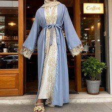 Dubai Women Open Abaya Cardigan Long Robes Turkey Kimono Islamic Maxi Dress Arab