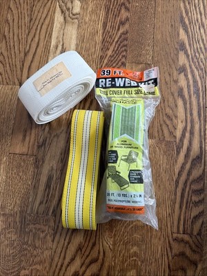 Wellington RE-WEB KIT 39 Feet Lawn Chair Vintage Webbing White Green Stripe NOS