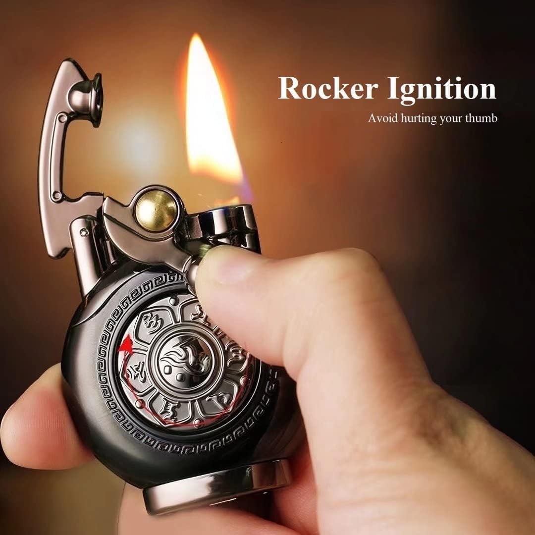 Vintage Antique Lighter, Reusable Windproof Trench Cool Black 