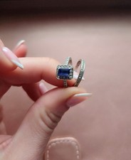 14ct White Gold Tanzanite And Diamond Ring Set