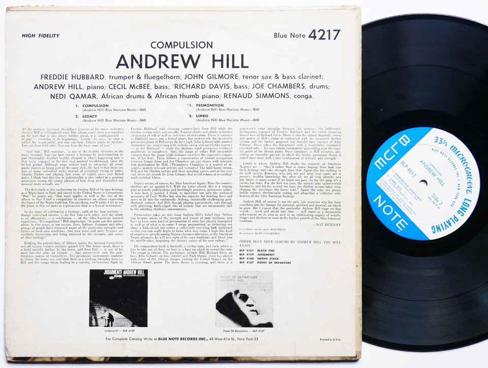ANDREW HILL Compulsion LP BLUE NOTE 4217 NY MONO John Gilmore Freddie Hubbard - Image 2 of 4