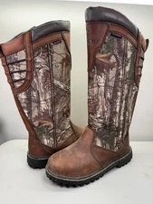GAME WINNER Snake Hunting Waterproof Boots Camo Leather Side Zip WOMENS 8 Tall