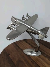 Chrome 4 Engine Propeller Powered Sea Plane Figure  Vintage 