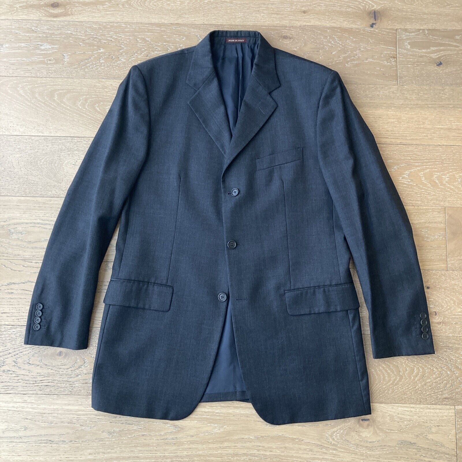 YSL Yves Saint Laurent Suit Jacket Mens 44L Blazer Dark Grey 3 Button