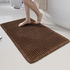Non Slip Bath Mats for Bathroom Soft Absorbent Boho Bathroom Rugs with Tassels