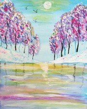 Acrylbild auf Leinwand, handgemalt, Winterlandschaft , 30x40cm, Unikat 