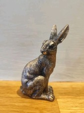 Aged Antique Bronze Colour Hare with ears up Cast In Resin And Hand Finished 