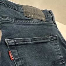 Levi's 512 36x30 Men's Slim Tapered Black Dark Wash Denim Jeans Button 5-Pocket