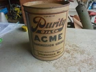 Vintage Empty 5 lb Size Acme Purity Oil Co. Grease Oil Can RARE! Lot 26-50-13