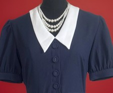 Alexia Ardmore Dress | Navy | White Peter Pan Collar | Modest | Dark Academia |