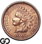 1902 Indian Head Cent Penny, Flashy Red, Choice BU++