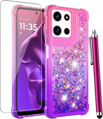 CAIYUNL for Moto G 5G 2025 Case with Screen Protector, Women Girls Glitter Bl