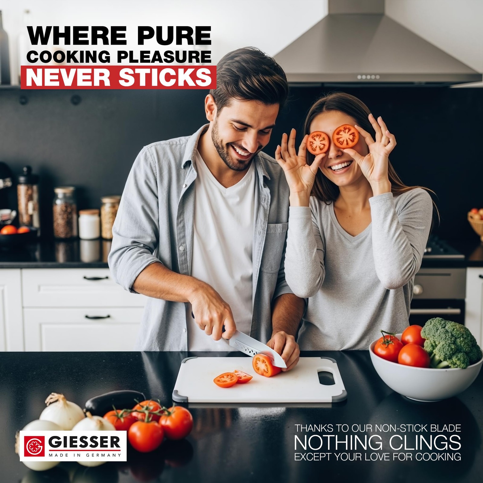 Giesser since 1776, Made in Germany, Santoku 7,5 inch, Ultra Slip Resistant H...