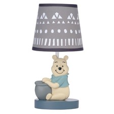 Lambs Ivy Disney Baby Forever Pooh Gray Lamp with Shade Bulb