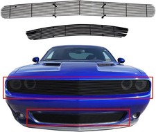 Black Grill Grille Compatible with 2015-2022 Dodge Challenger Phantom Aluminu...