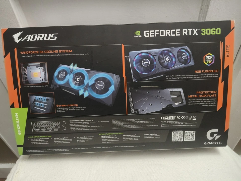 GIGABYTE AORUS GeForce RTX 3060 ELITE 12GB GDDR6 Graphics Card - Image 3 of 4