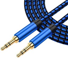 NC XQIN 30 ft Aux Cord, Nylon Braided 3.5 mm Male to Audio 30ft, Blue
