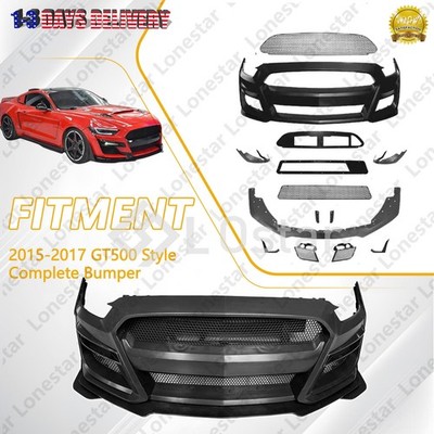 Complete Bumper Conversion W/Front Lip Fits 2015-2017 Ford Mustang GT500 Style