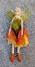 Poseable Woodland Fairy Doll Fabric Leaf Dress Wings Decorative Garden Fairy