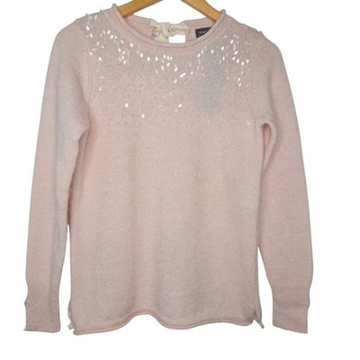 Mint Velvet Womens Winter Rose Pink Sequins Mohair Wool Silk Blend Sweater 4