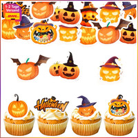 Essbare KüRbis Cupcake Topper 48 StüCk Halloween Tortendeko Muffin Deko