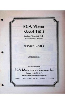 RCA Victor T10-1 Service Manual 1935 Radio Repair Guide Schematic, Audio