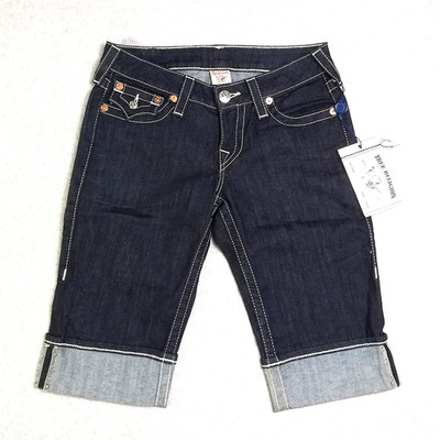 パンツ True Religion denim shorts W30 True Religion Women's Shorts Sz 28 Rolled Cuff Knee Length Denim