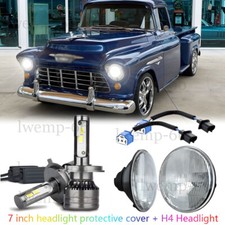 7 Stock Glass Lens Metal Headlight 12-volt 6k Led H4 Light Bulb Headlamp Pair 7 Stock Glass Lens Metal Headlight 12-volt 6k Led H4 Light Bulb Headlamp Pair