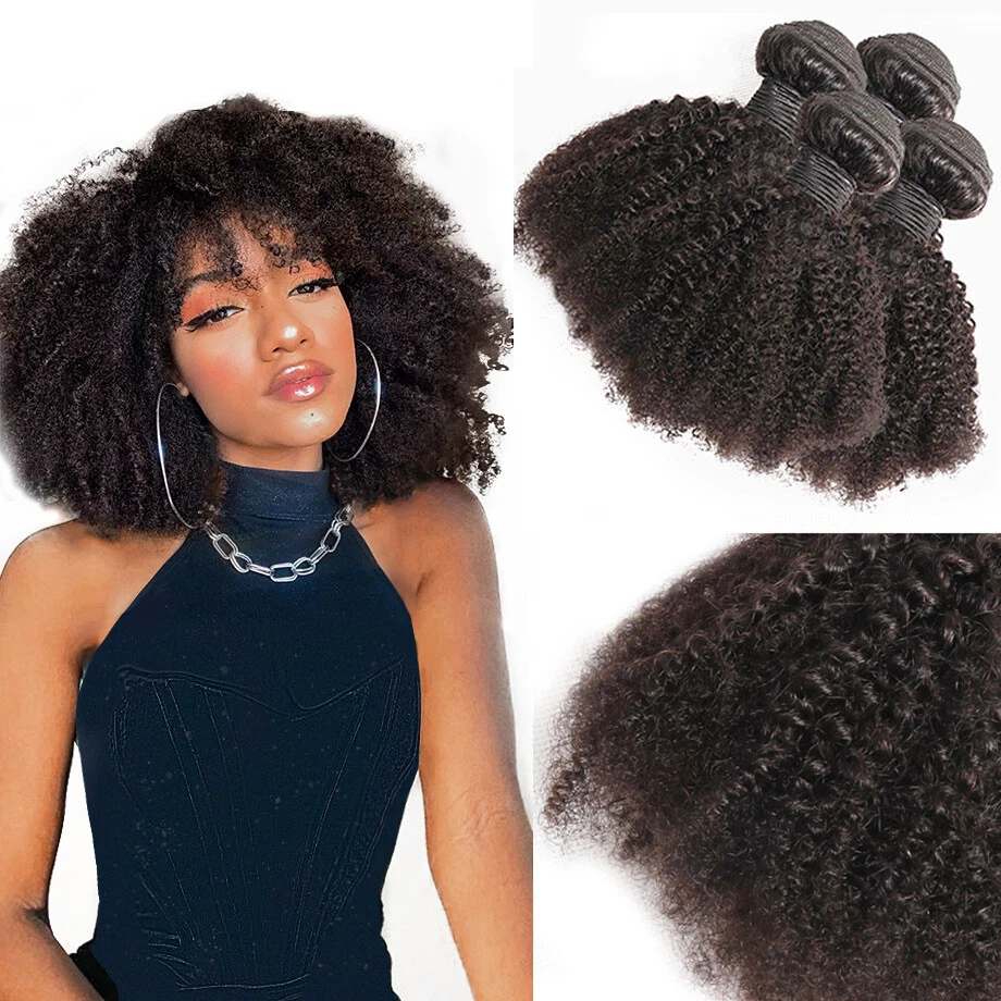 Extensiones de cabello humano rizado afro rizado virgen mongol sin procesar 100 g/paquete Foto 2 de 4