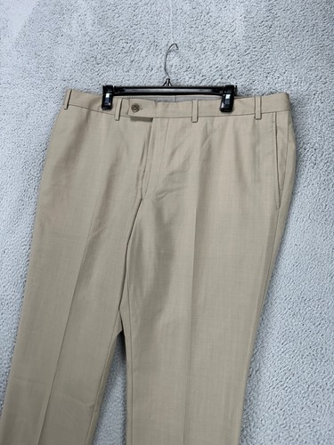 Jack Victor Pants Men 40R Esprit CT Beige Wool Dress Straight Leg Flat Front NEW - Picture 7 of 11