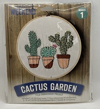 Leisure Arts 49811 Embroidery Kit 6" Cactus Garden Includes Hoop New Sealed