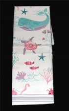 Authentic Kids Sea Life Whales Turtles Starfish Etc Whimsical Shower Curtain NIP