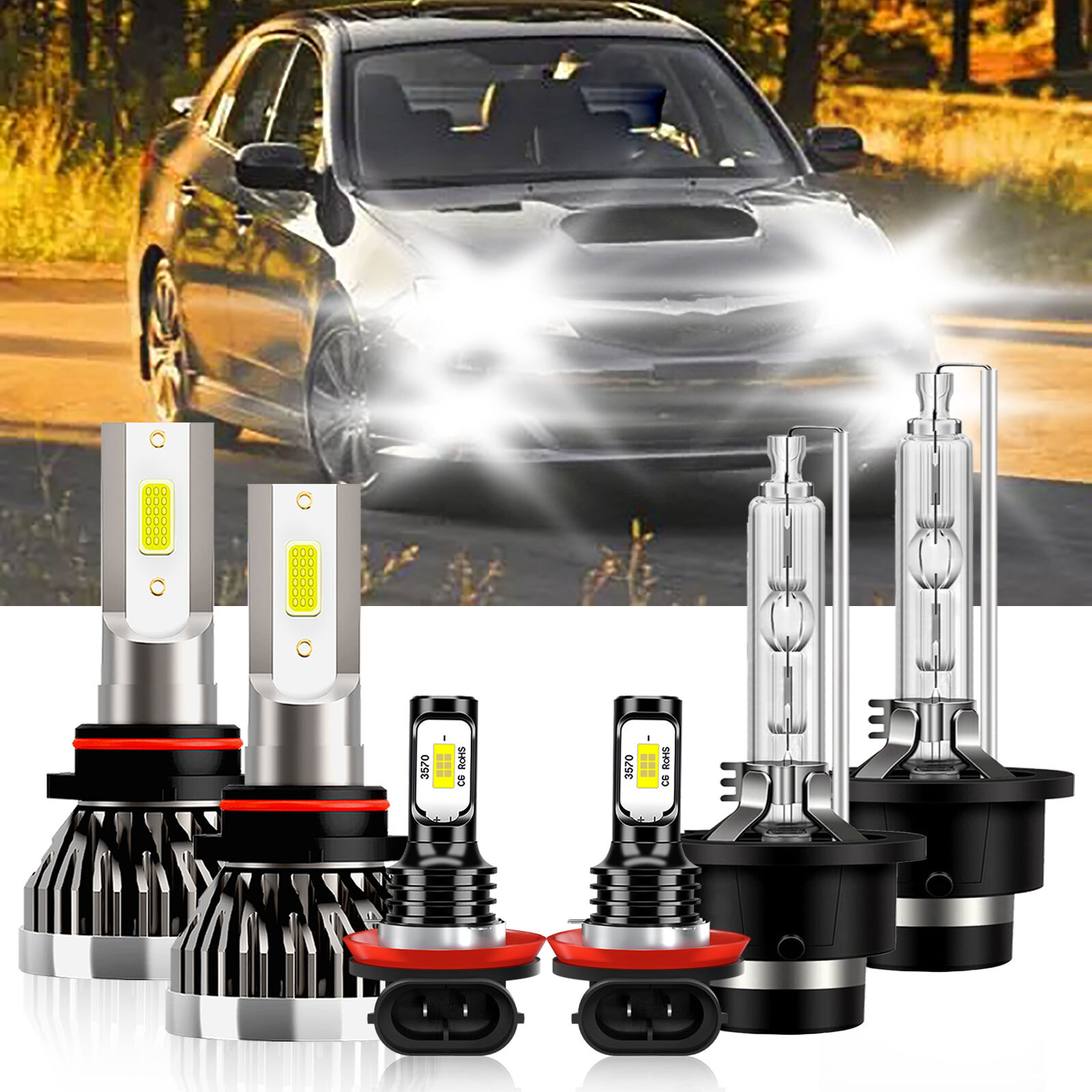 6x Combo LED Headlight High/Low Bulbs + Fog Lamp For Subaru Impreza 2015-2016